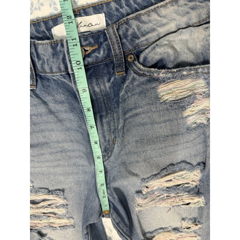 ♡KanCan Womens High Rise Distressed Straight Jeans Rainbow Thread Size 5 26 - Picture 6 of 10